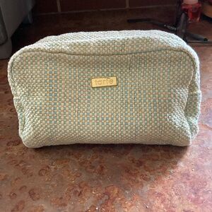 Tarte ble/green/white woven make-up bag
